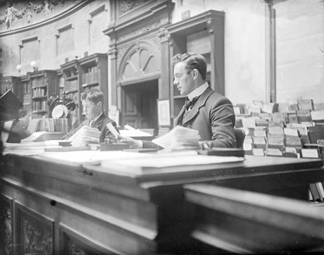 Library lore has it that this is Seán T. Ó Ceallaigh at work in the NLI Reading Room. NLI call no. CLAR71