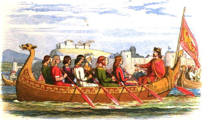 The Barge of Edgar Manned by Eight Kings on the Dee, from A Chronicle of England (1864) by James Doyle