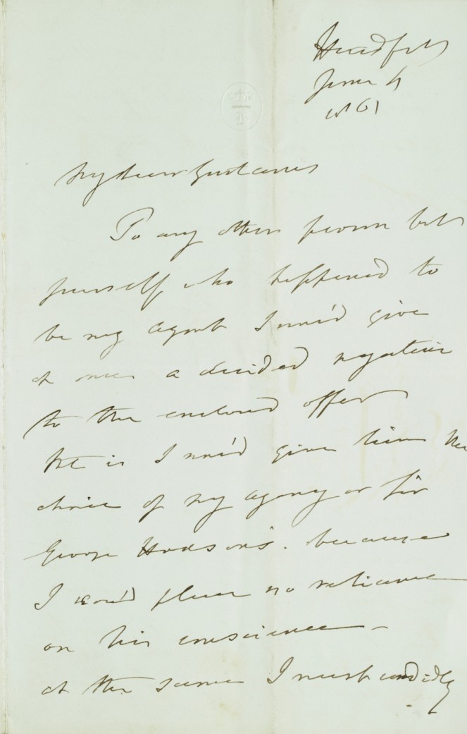 Letter from Lord Headfort to his son, Gustavus Tuite Dalton re Estate Matters, 4 January 1861. NLI Ref. Ms 49,011/1