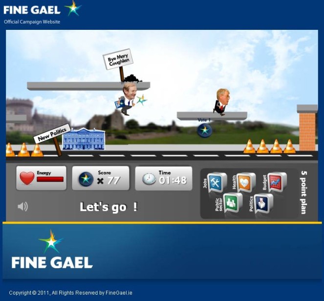 Enda Kenny in hot pursuit of Eamon Gilmore in a game on the Fine Gael website