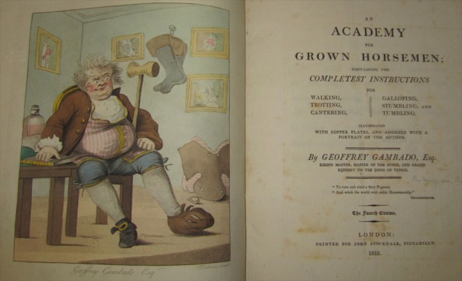 An Academy for Grown Horsemen by Geoffrey Gambado, 1812. (J 397)