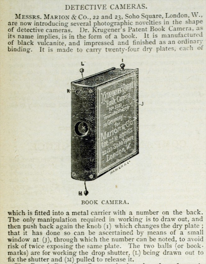 Dr. Krugener's Patent Book Camera - for industrial espionage? Divorce cases? Peeping Toms?