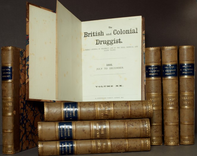 Volumes of the British and Colonial Druggist, 1880-1892 donated to us by the Pharmaceutical Society of Ireland
