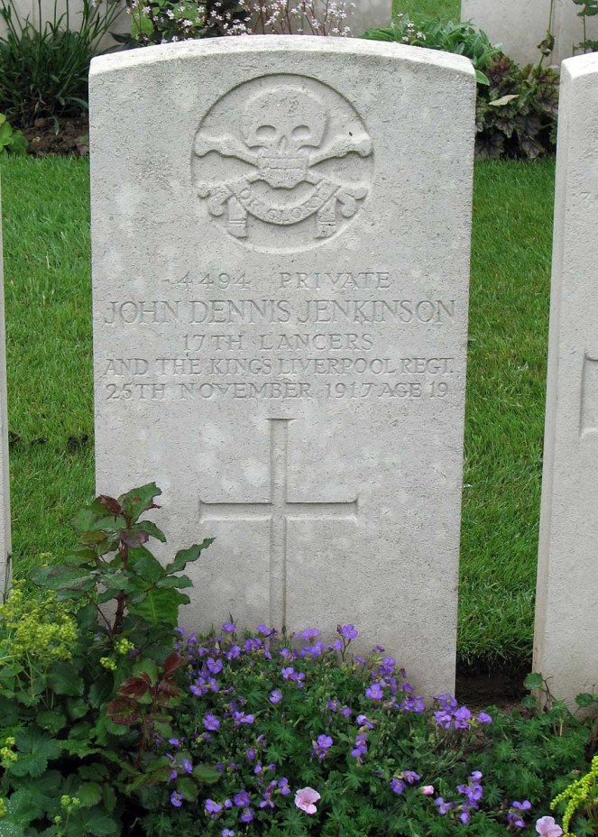 Death or Glory - Gravestone of Jack Jenkinson at Gouzeaucourt New British Cemetery, France