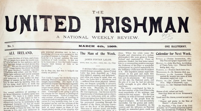 First ever issue of The United Irishman from Saturday, 4 March 1899 which set you back the princely sum of One Halfpenny