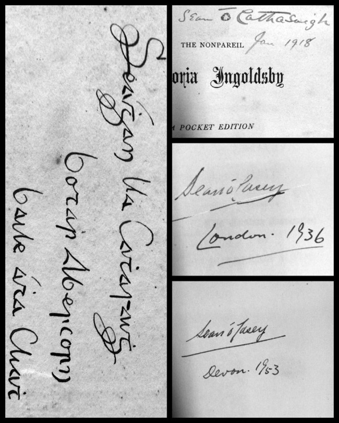 A range of O'Casey ownership signatures