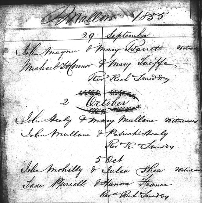 1855 Marriage Register Mallow