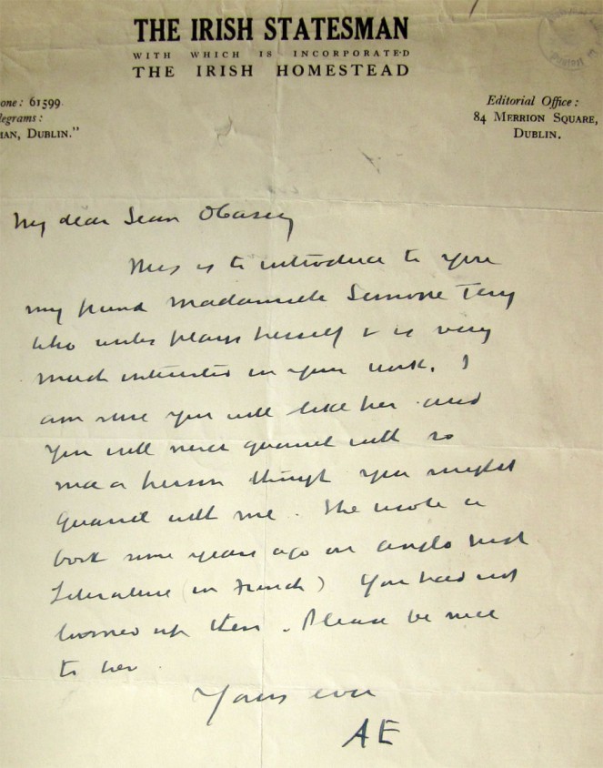 Letter from AE to Sean O'Casey