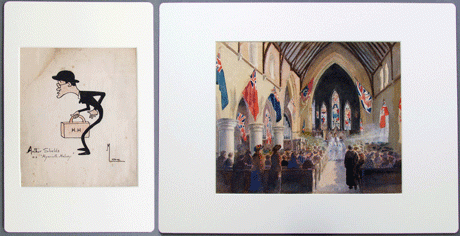 Fig 4.  After conservation images of both artworks housed in window mounts to ensure preservation.